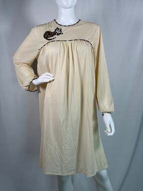 Vintage Vanity Fair Sheer Nightgown with Cat Appliqué Small/Medium